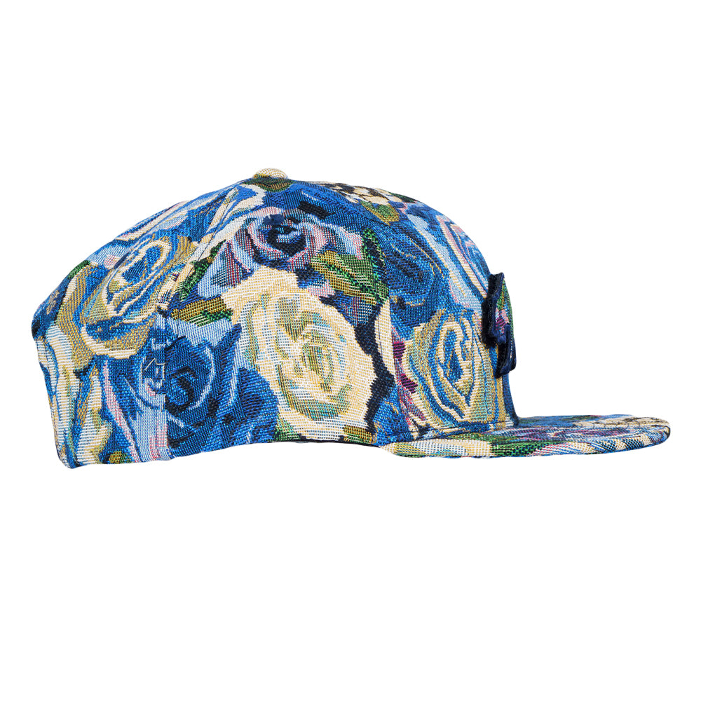 Removable Bear Blue Flowers Snapback Hat