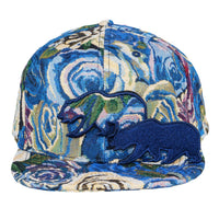 Removable Bear Blue Flowers Snapback Hat