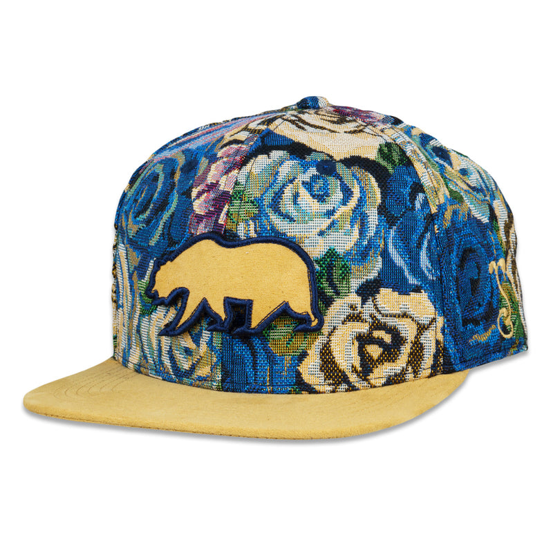 Removable Bear Blue Flowers Fitted Hat
