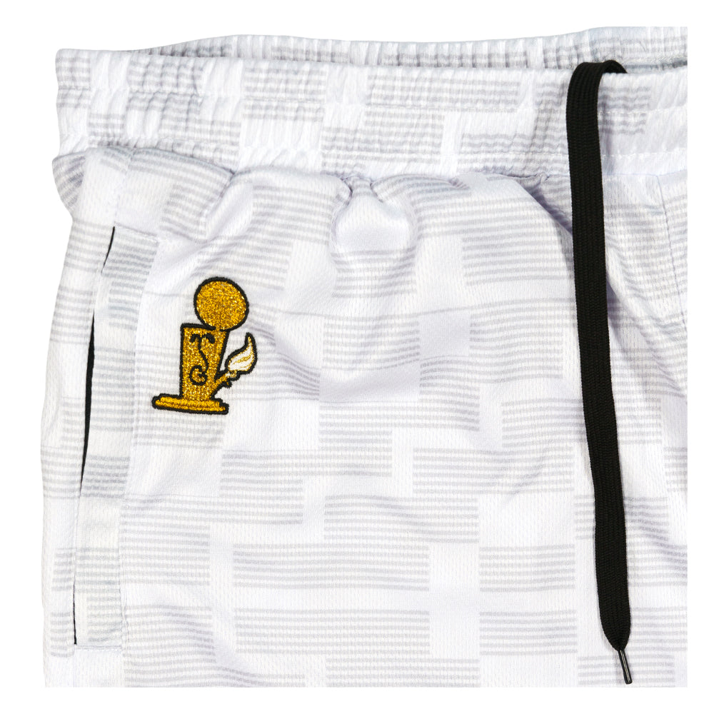 Pantalones cortos de malla blanca con diseño piramidal de Danker Nuggets