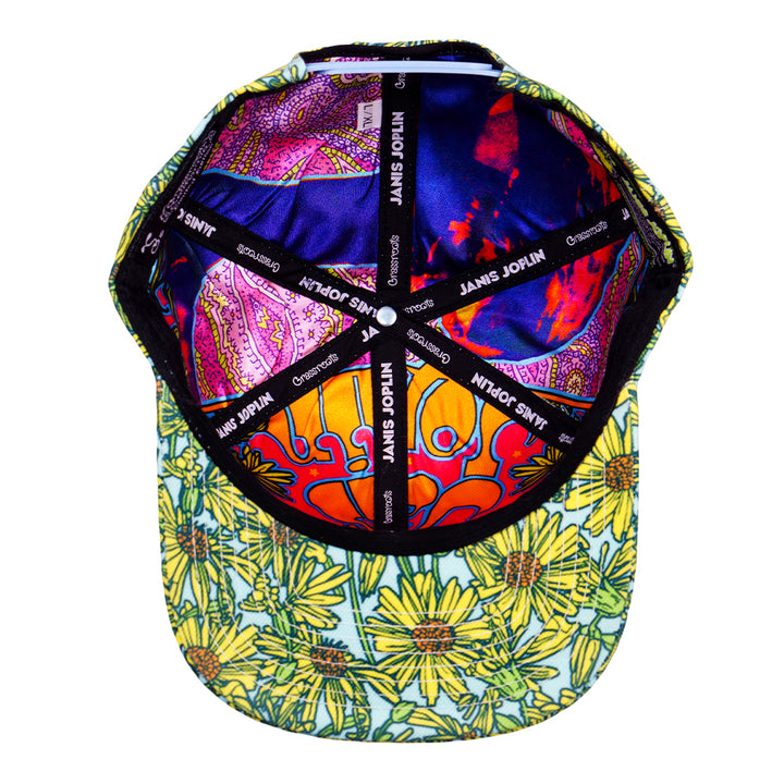 Gorra snapback con margaritas amarillas de Janis Joplin