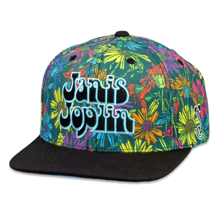 Gorra con visera ajustable con margaritas arcoíris de Janis Joplin