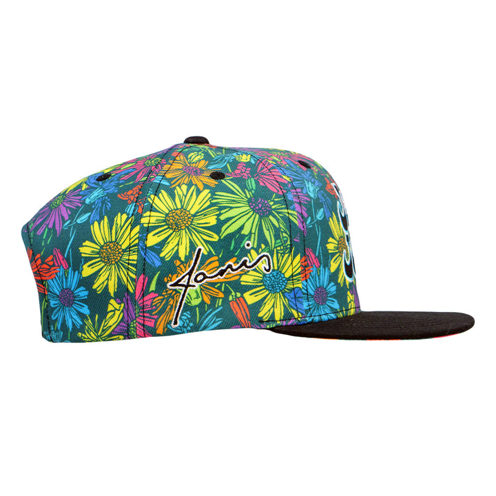 Gorra con visera ajustable con margaritas arcoíris de Janis Joplin