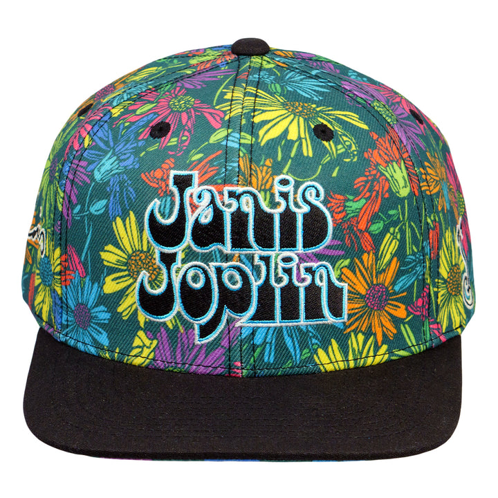 Gorra con visera ajustable con margaritas arcoíris de Janis Joplin