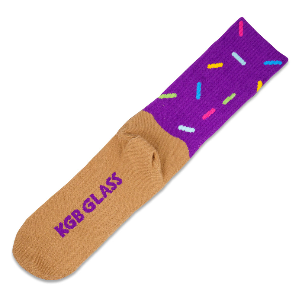 KGB Glass Purple Sprinkle Donut Socks