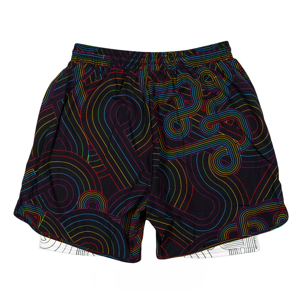 Pink Floyd DSOTM V2 Black Rainbow Athletic Liner Shorts