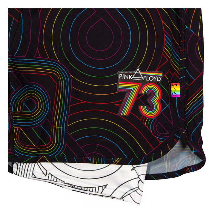Pantalones cortos deportivos con forro interior de arcoíris negros DSOTM V2 de Pink Floyd