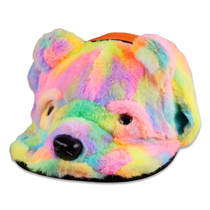 Gorra con orejeras de piel de oso arcoíris