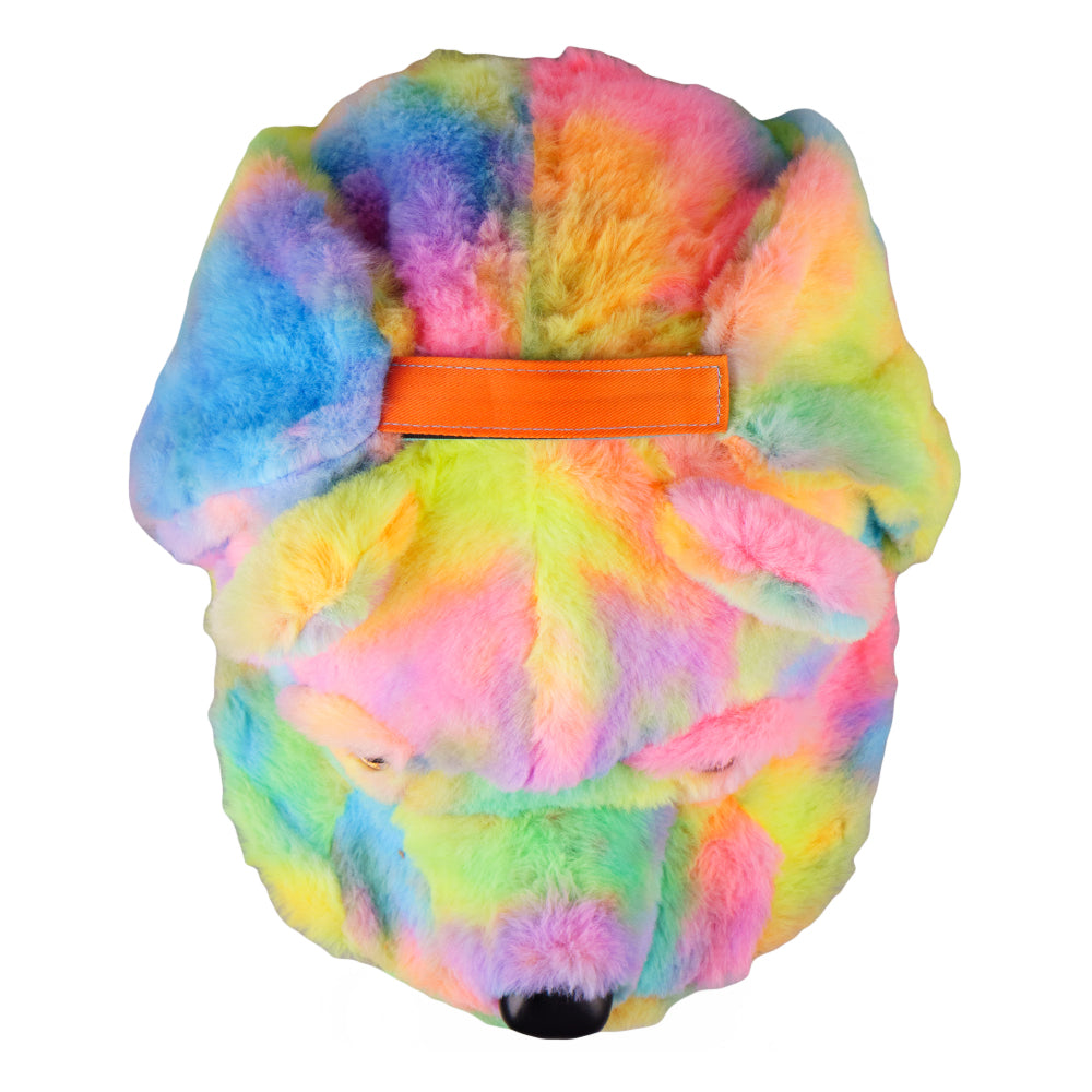 Gorra con orejeras de piel de oso arcoíris