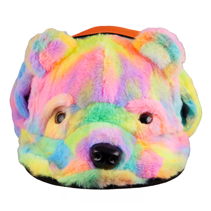 Gorra con orejeras de piel de oso arcoíris