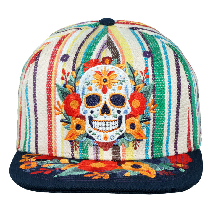 Dia De Los Muertos Sugar Skull Tan Snapback Hat