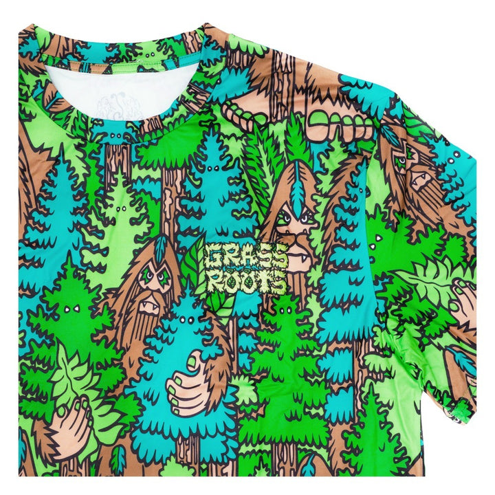 Bigfoot In The Woods Green T Shirt