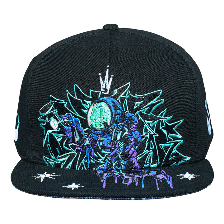 Interstellar Graffiti Black Snapback Hat