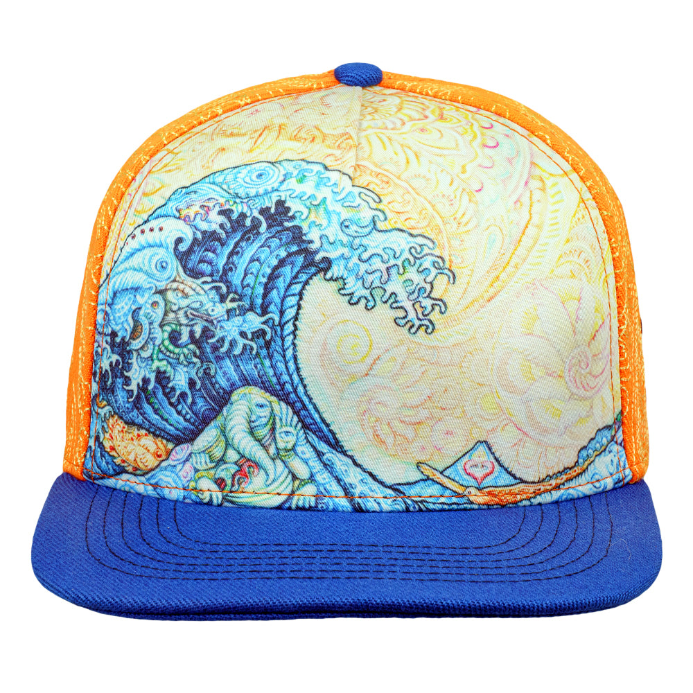 Randal Roberts Great Wave Orange Fitted Hat