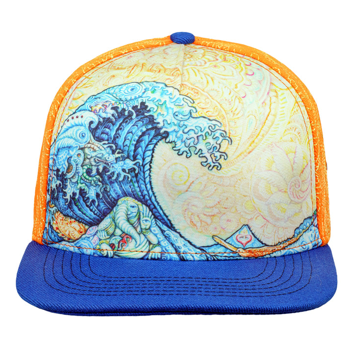 Randal Roberts Great Wave Orange Fitted Hat