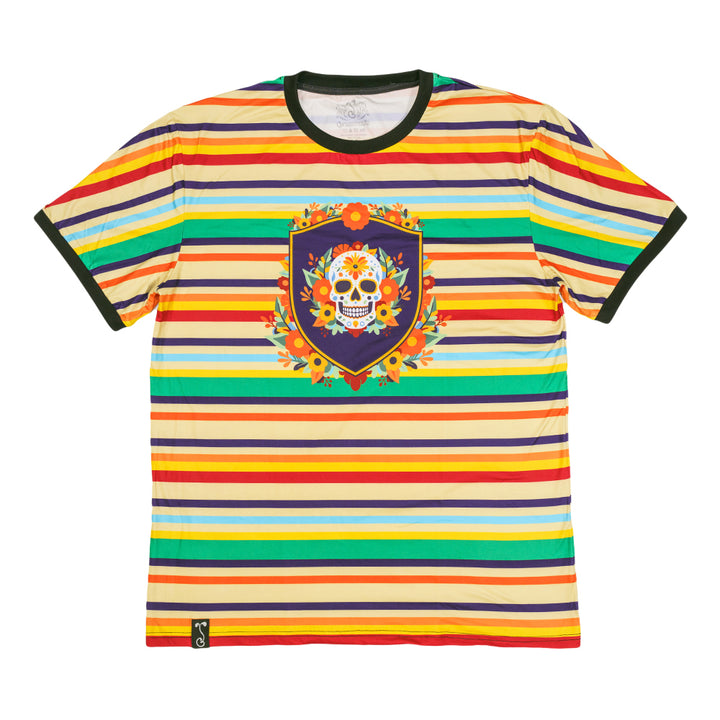 Dia De Los Muertos Sugar Skull Striped T Shirt