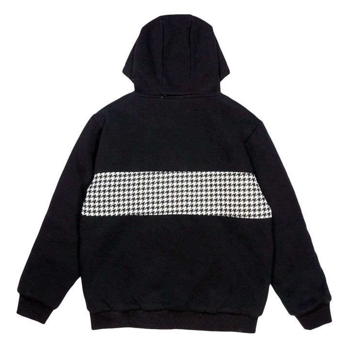 Red Rose Houndstooth Black Zip Up Hoodie
