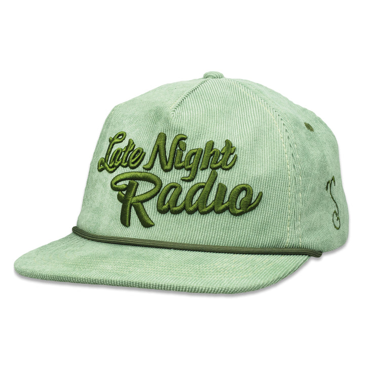 Late Night Radio Green Corduroy Unstructured Zipperback Hat