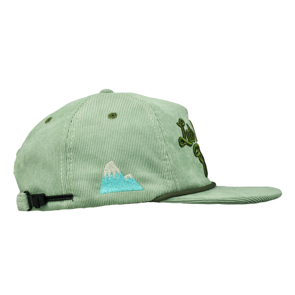 Late Night Radio Green Corduroy Unstructured Zipperback Hat