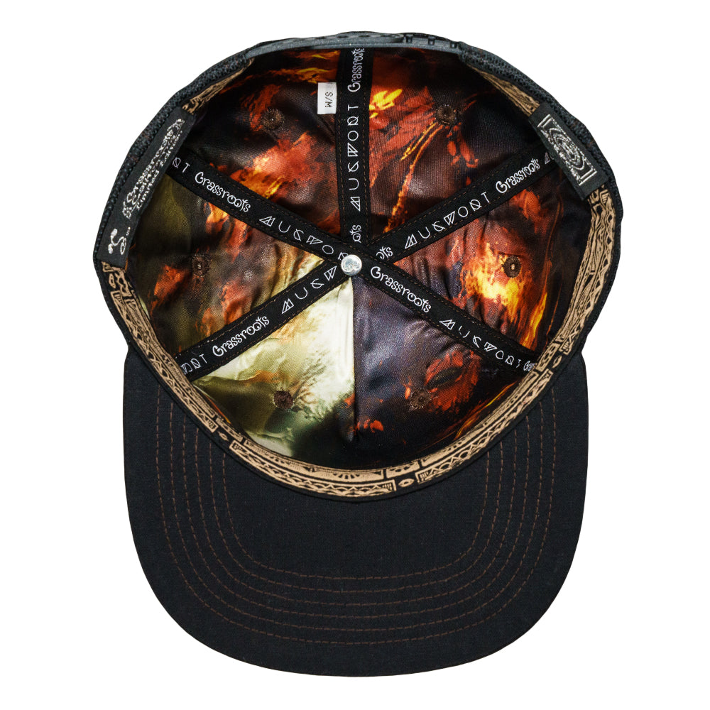 Mugwort Deco Owl Black Snapback Hat