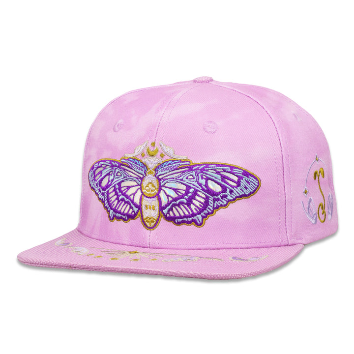 Mugwort Moon Moth Purple Dye Snapback Hat