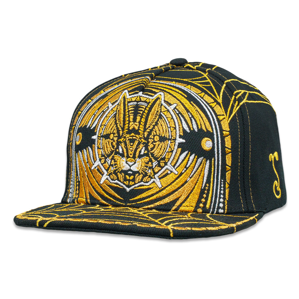 Psychedelic Bunny Gold Snapback Hat