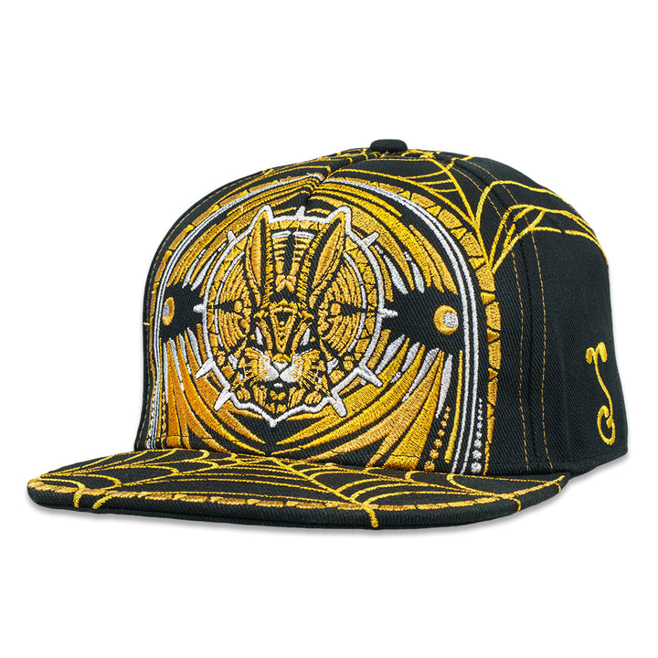 Psychedelic Bunny Gold Fitted Hat