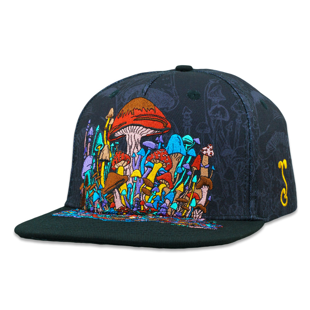 Vincent Gordon Melty Mushrooms Black Snapback Hat