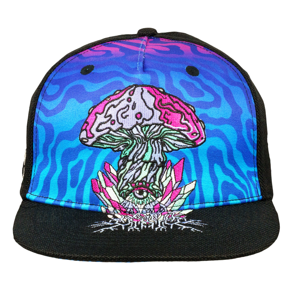 Interstellar Collections Mushroom Black Snapback Hat