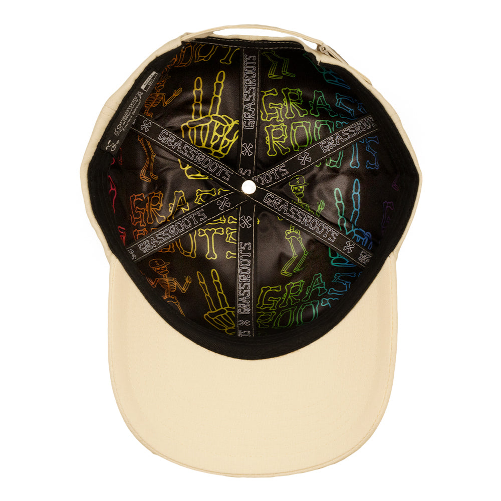 Skeleton Peace Sign Cream Dad Hat