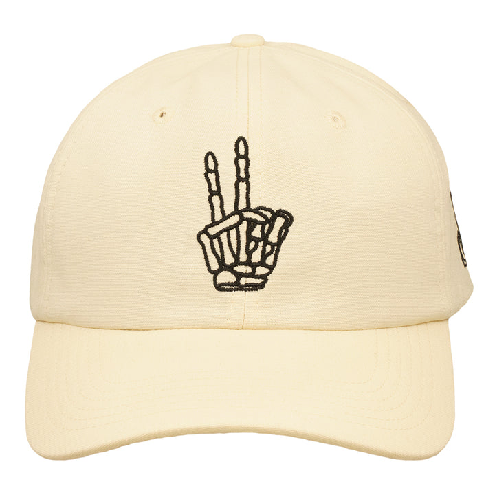 Skeleton Peace Sign Cream Dad Hat