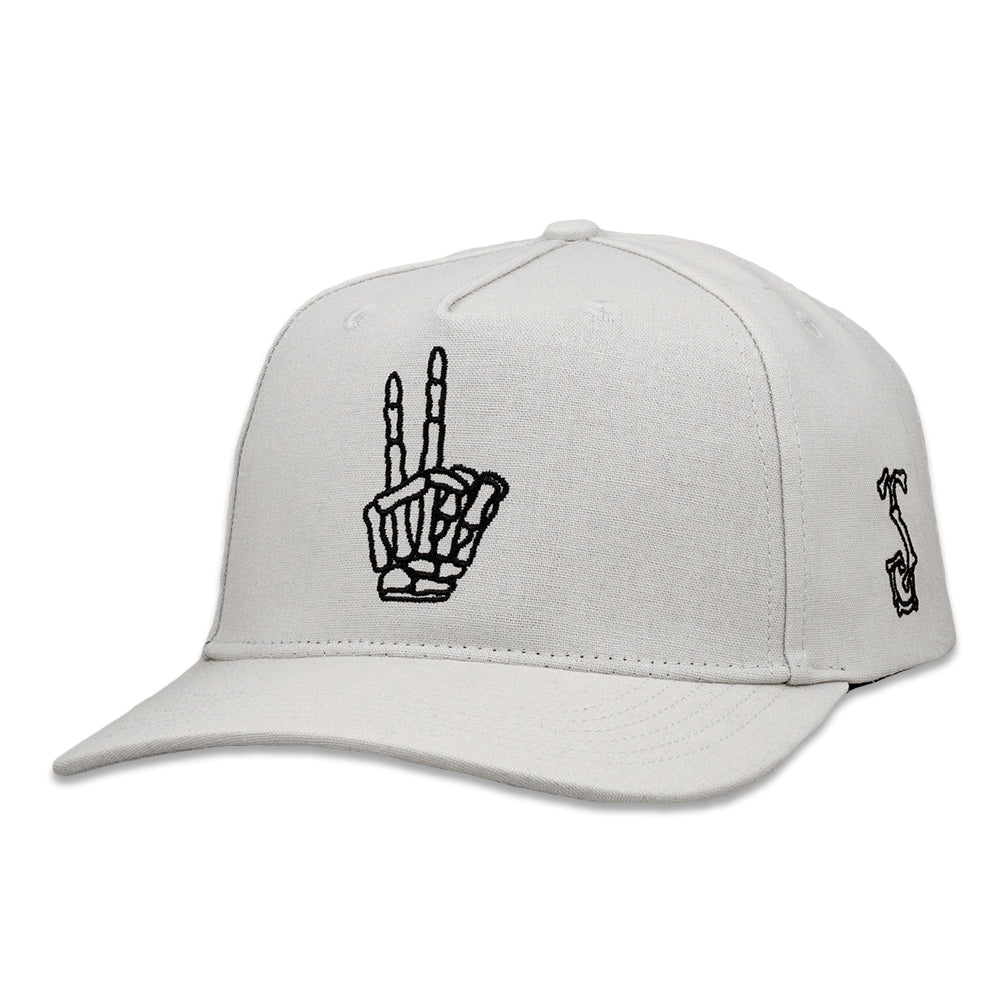 Skeleton Peace Sign Gray 501 Snapback Hat