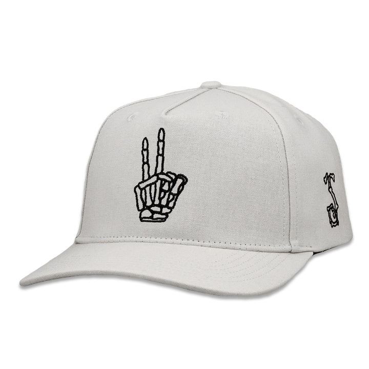 Skeleton Peace Sign Gray 501 Snapback Hat