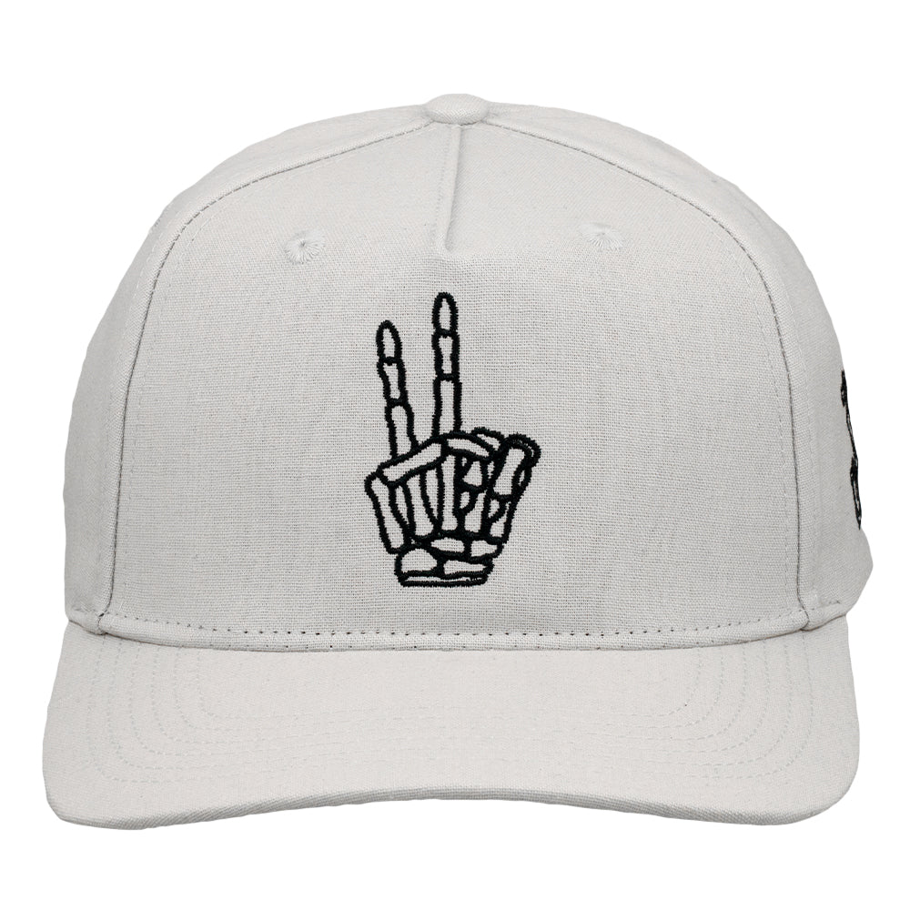 Skeleton Peace Sign Gray 501 Snapback Hat