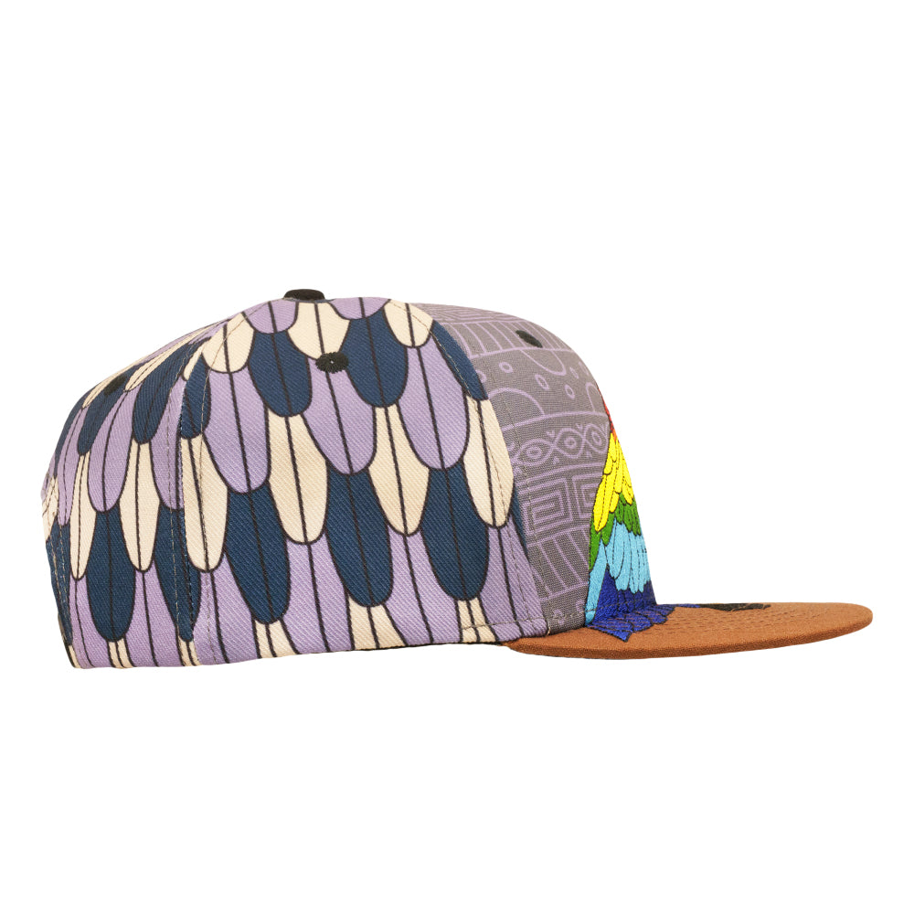 Scarlet Macaw Feathers Gray Snapback Hat