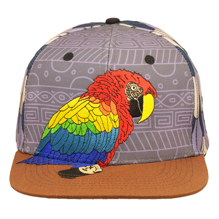 Scarlet Macaw Feathers Gray Snapback Hat