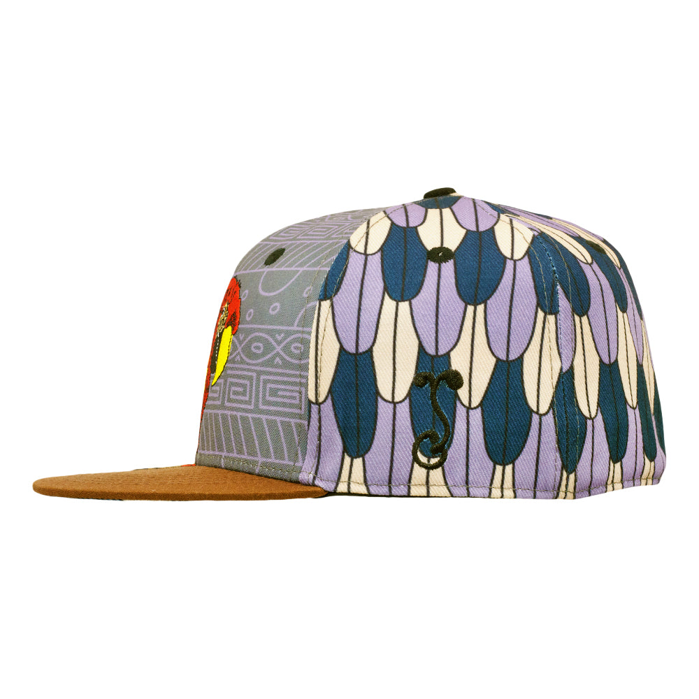 Scarlet Macaw Feathers Gray Fitted Hat
