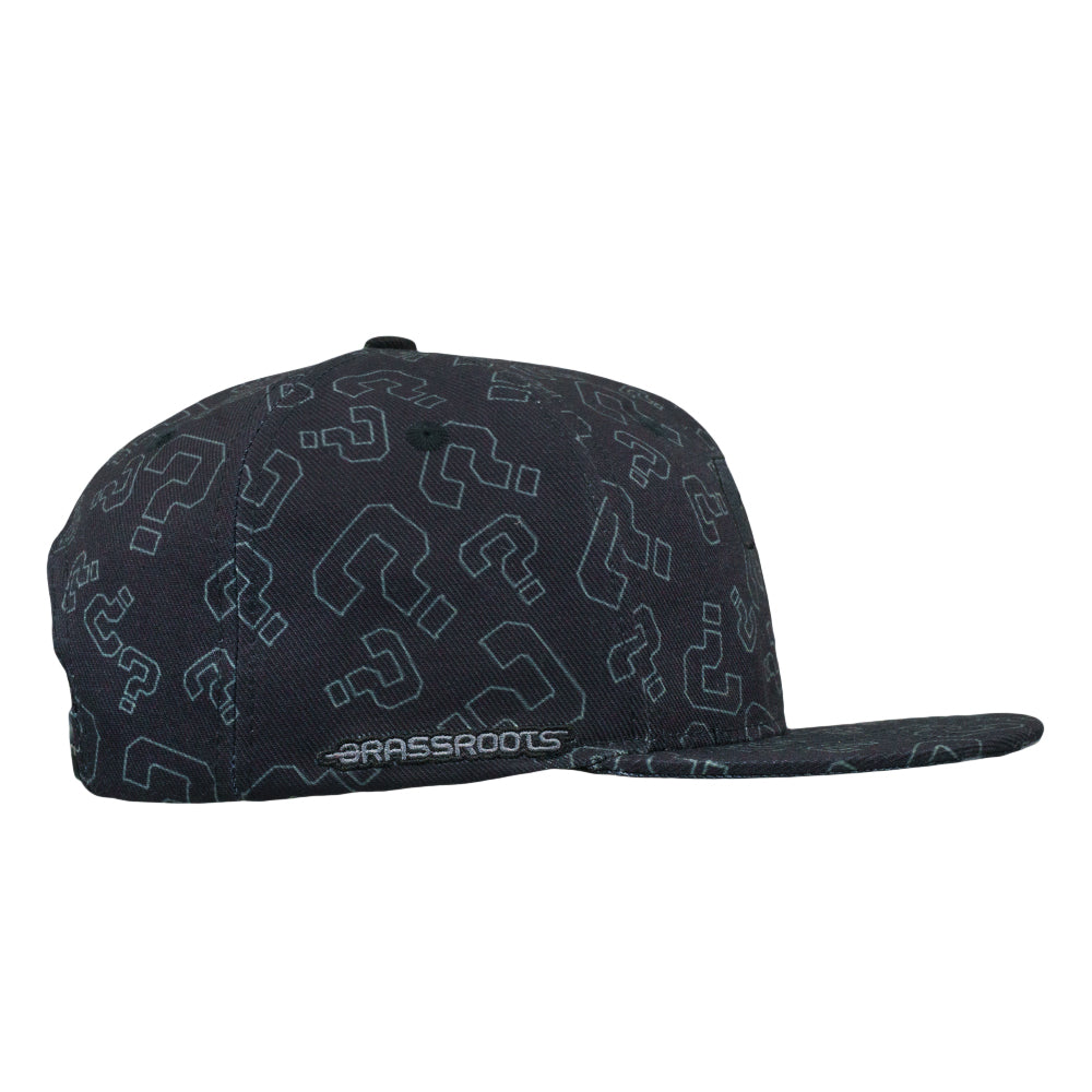 Question Mark Allover Black Snapback Hat