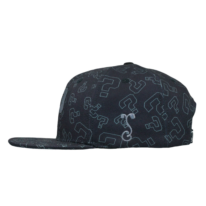 Question Mark Allover Black Snapback Hat