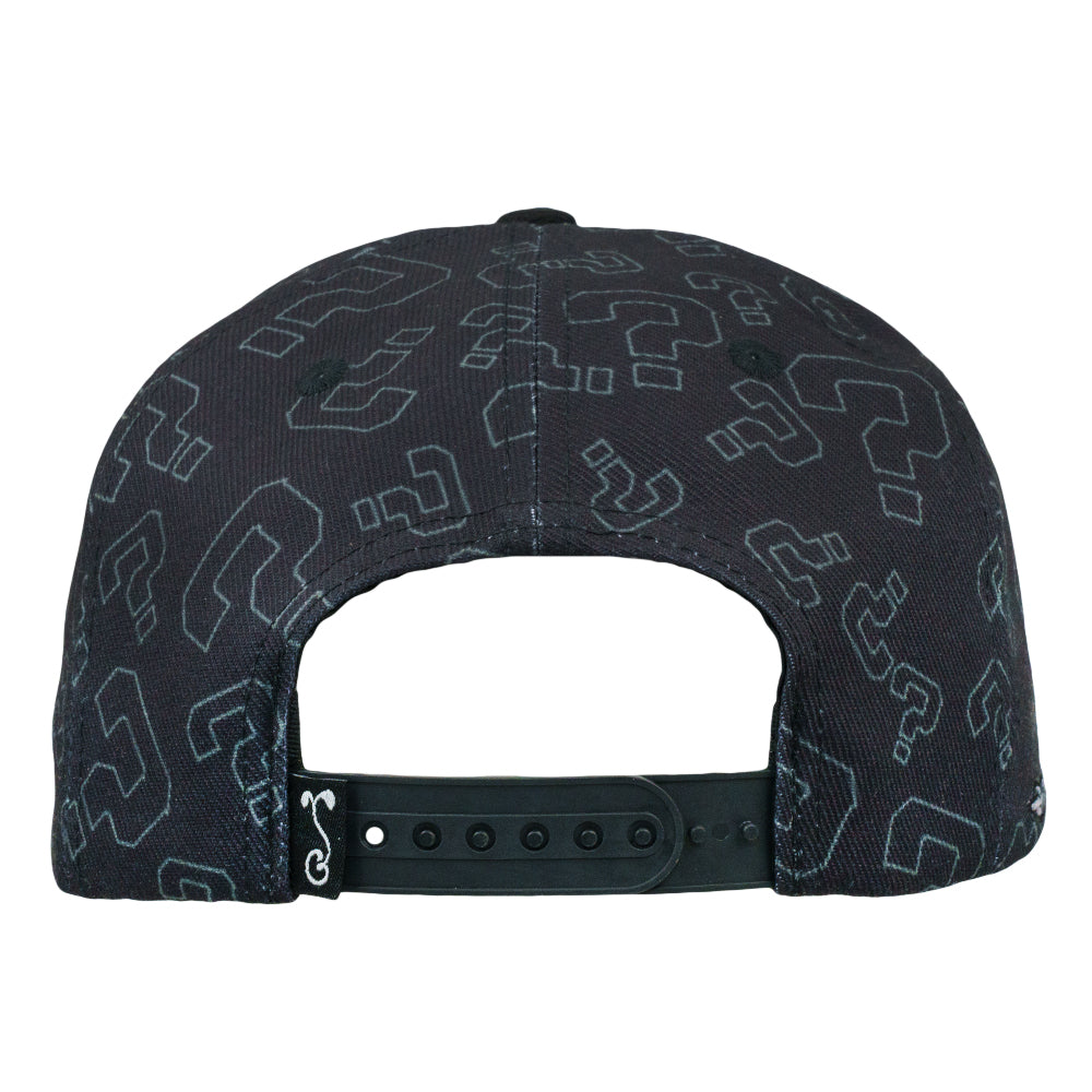 Question Mark Allover Black Snapback Hat