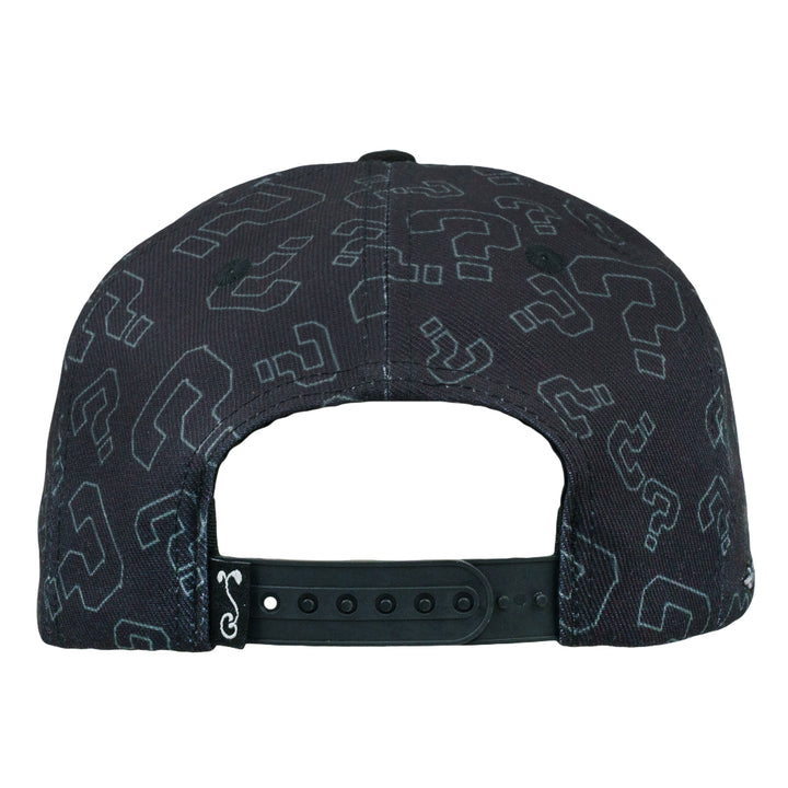 Question Mark Allover Black Snapback Hat