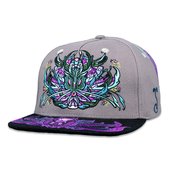 Rose One Lunar Moth Gray Snapback Hat