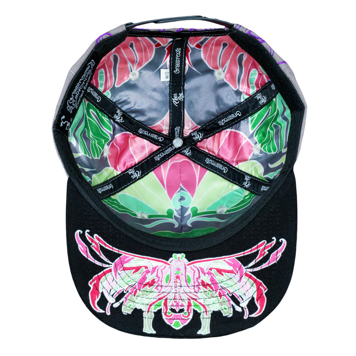 Rose One Lunar Moth Gray Snapback Hat