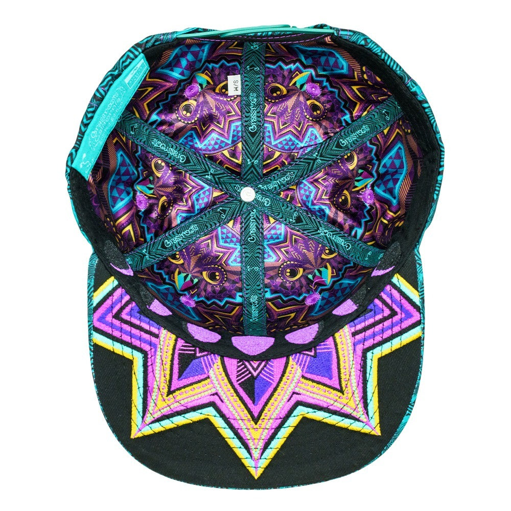Night Owl Green Purple Snapback Hat