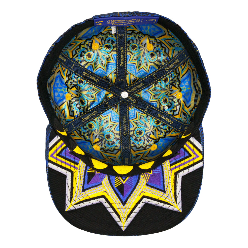 Night Owl Blue Yellow Fitted Hat