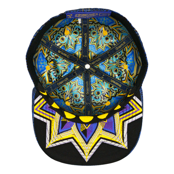 Night Owl Blue Yellow Fitted Hat