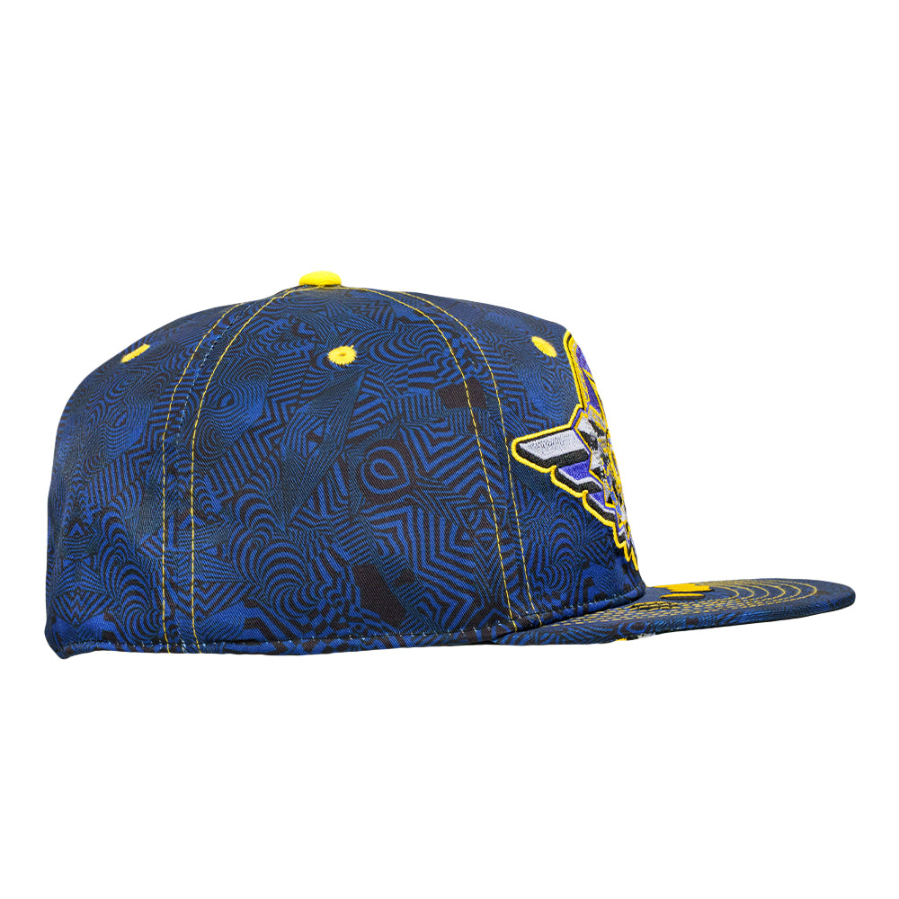Night Owl Blue Yellow Fitted Hat