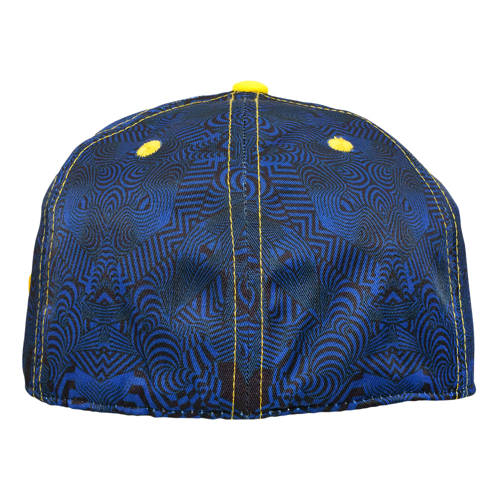 Night Owl Blue Yellow Fitted Hat