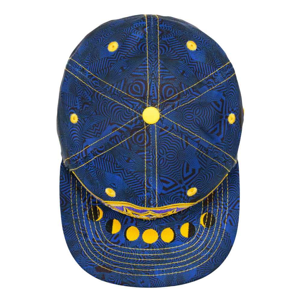 Night Owl Blue Yellow Fitted Hat