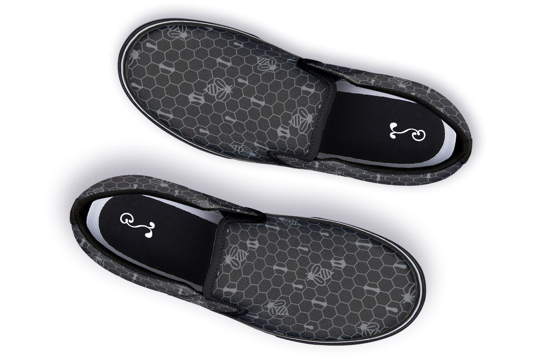 16th Anniversary Honeycomb Black Slip On Shoes